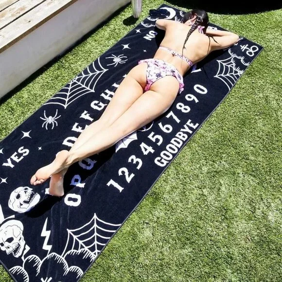 Dolls kill Goth Witchy Black Ouija Talking Spirits Board Beach Towel Model Robe - Picture 5 of 8